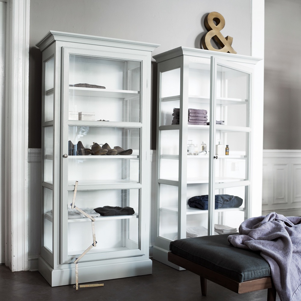 Lindebjerg Design Glas Vitinen Schränke hellgrau