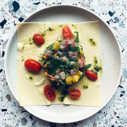 Brera Zuerich Tartar mit Pastablatt