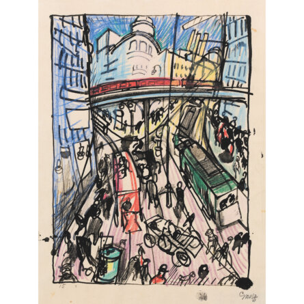 George Grosz Strae mit Hochbahnbrücke, 1915 Estate of George Grosz, Princeton VG Bild-Kunst, Bonn 2022