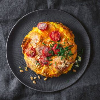 Süßkartoffelgratin mit Ziegenkäse
