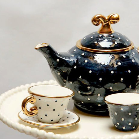 Ines Boesch & Co Zürich Kanne und Tassen mit Punkten