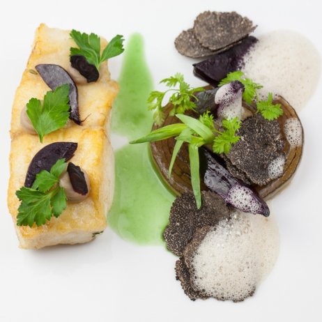 Fischers Fritz Restaurant Michelin Stern Berlin Fischfilet und Trüffel