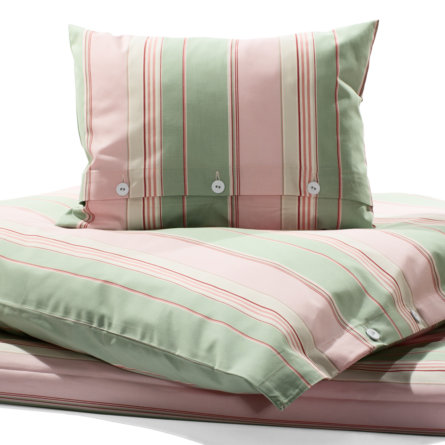 Stoffkontor Bettwäsche mit Blockstreifen Rosa und Grün